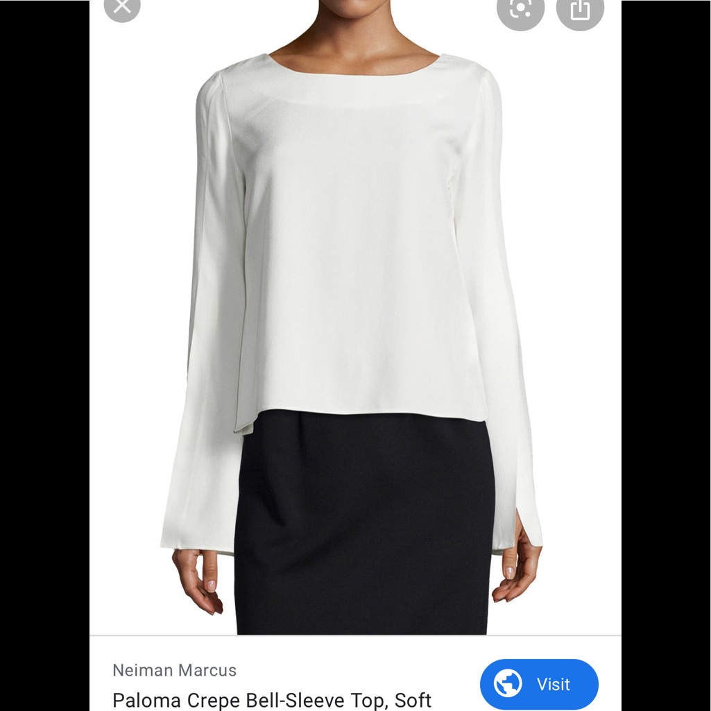 Ramy Brook Paloma White Bell Sleeve Top Xxs Nwts